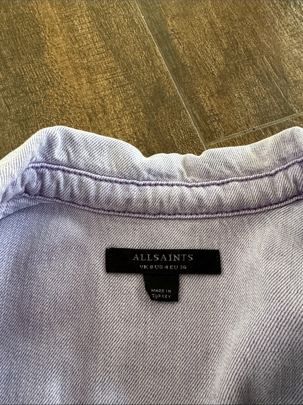 AllSaints Lavender Button-Front Midi Denim Dress - Picture 3 of 4